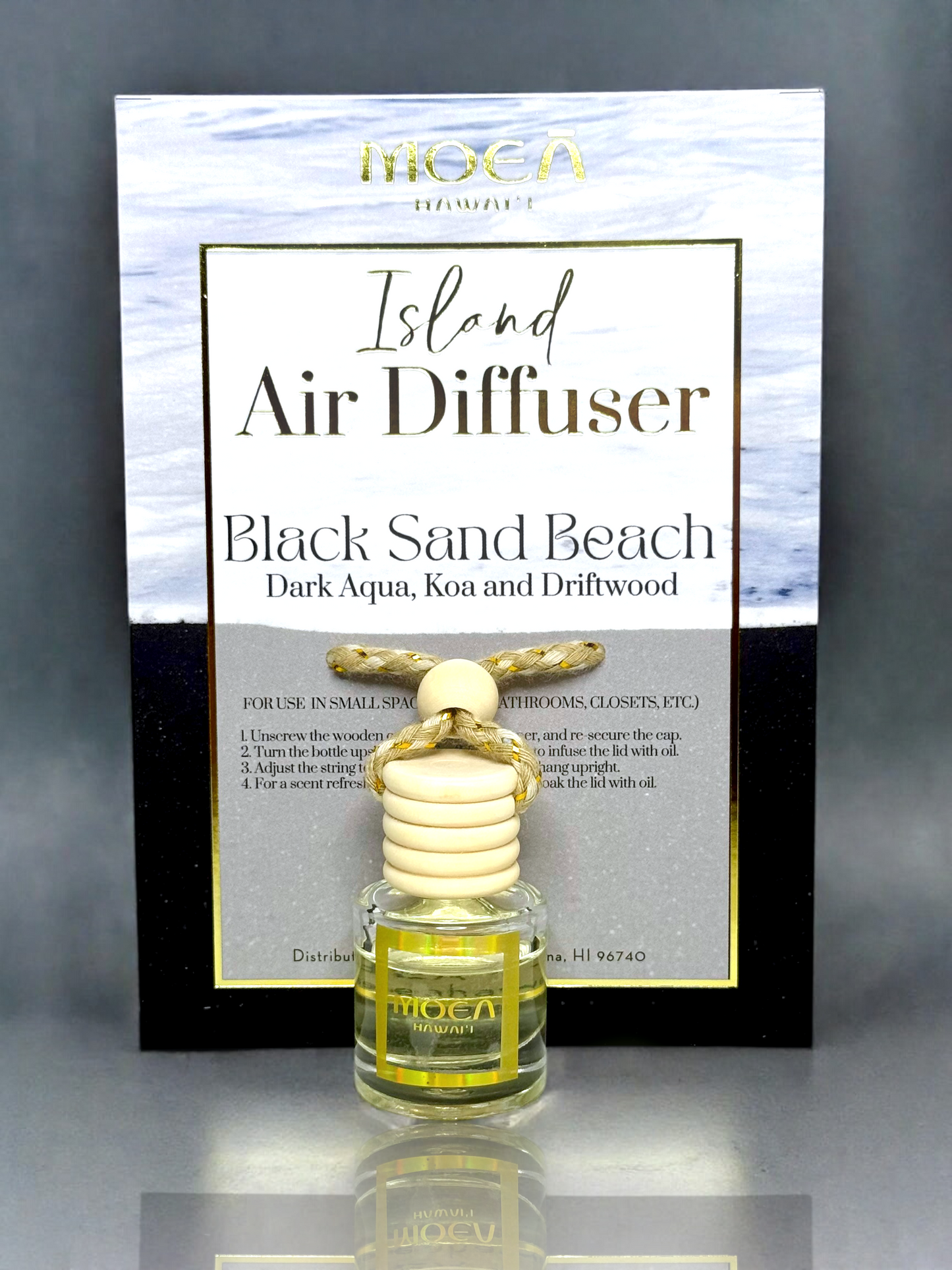 Black Sand Beach Island Air Diffuser – Dark Aqua, Koa & Driftwood Scent | Hawaiian Car Freshener (Copy)